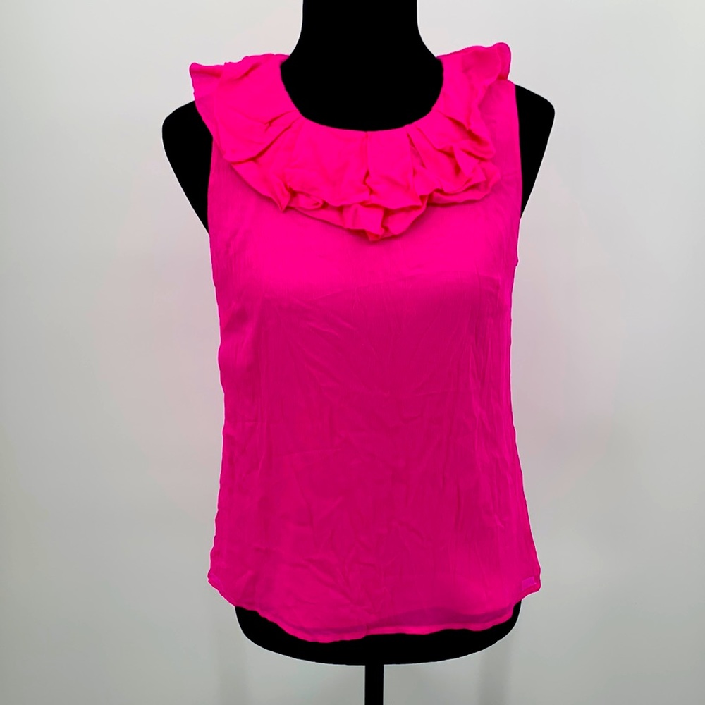 J. Crew top Tank size Small silk blouse Ruffle Collar - Picture 2 of 8